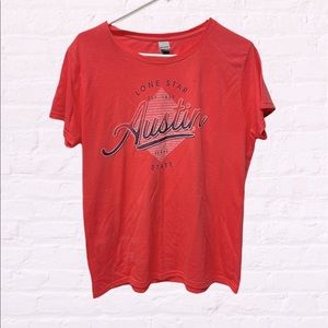 Lone Star Austin Texas state graphic shirt orange red size large